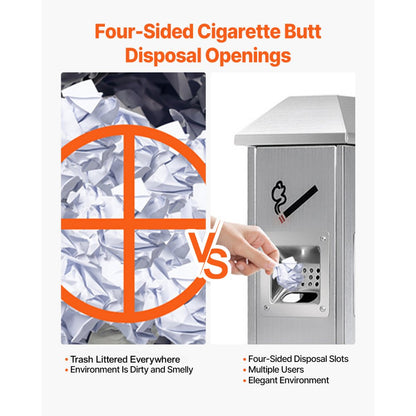 YD-27A - Durable Stainless Steel Outdoor Ashtray for Easy Cigarette Disposal