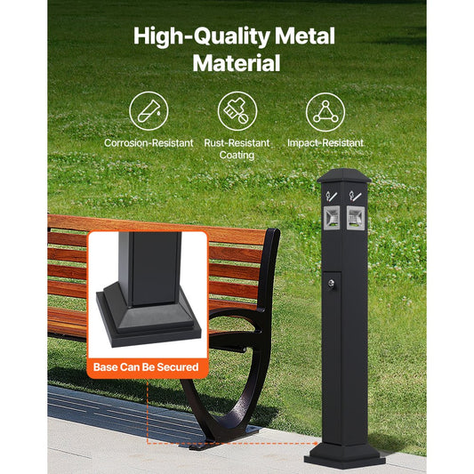 YD-27B - Heavy-Duty Iron Outdoor Ashtray with Lockable Opening