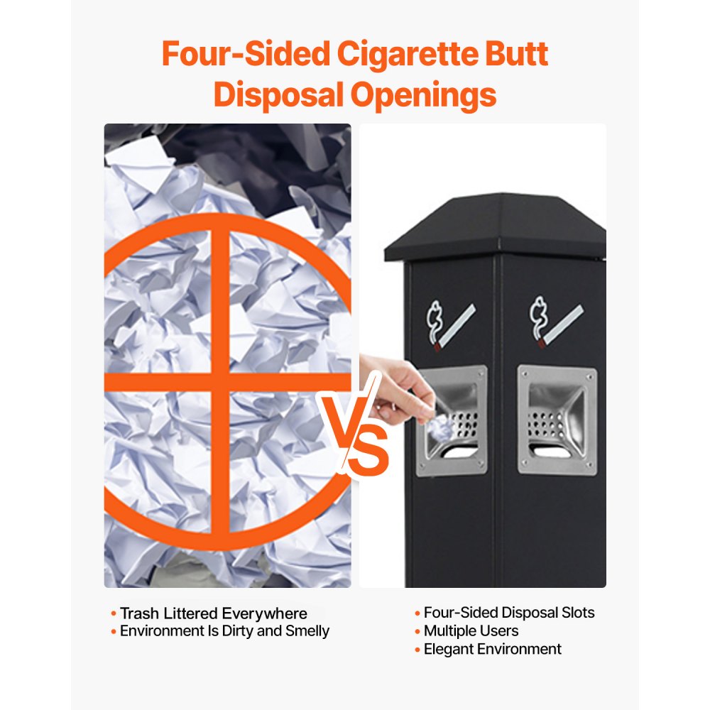 YD-27B - Heavy-Duty Iron Outdoor Ashtray with Lockable Opening