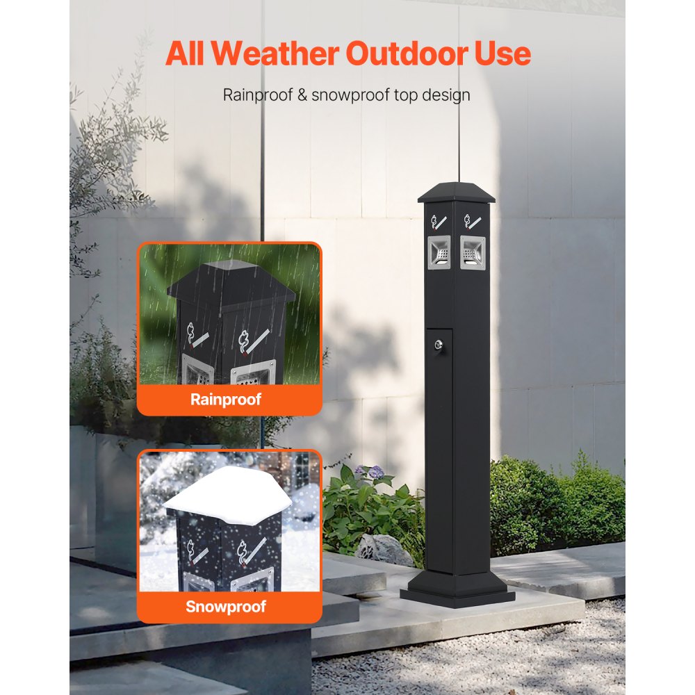 YD-27B - Heavy-Duty Iron Outdoor Ashtray with Lockable Opening