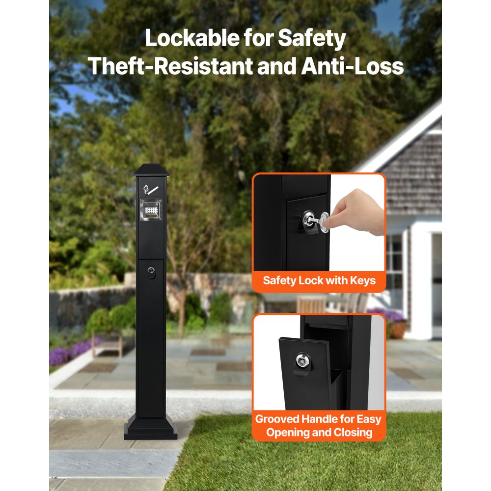 YD-27B - Heavy-Duty Iron Outdoor Ashtray with Lockable Opening