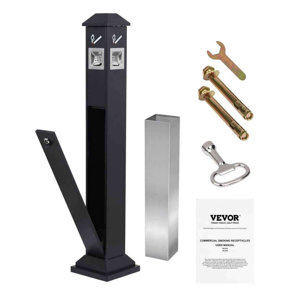 YD-27B - Heavy-Duty Iron Outdoor Ashtray with Lockable Opening