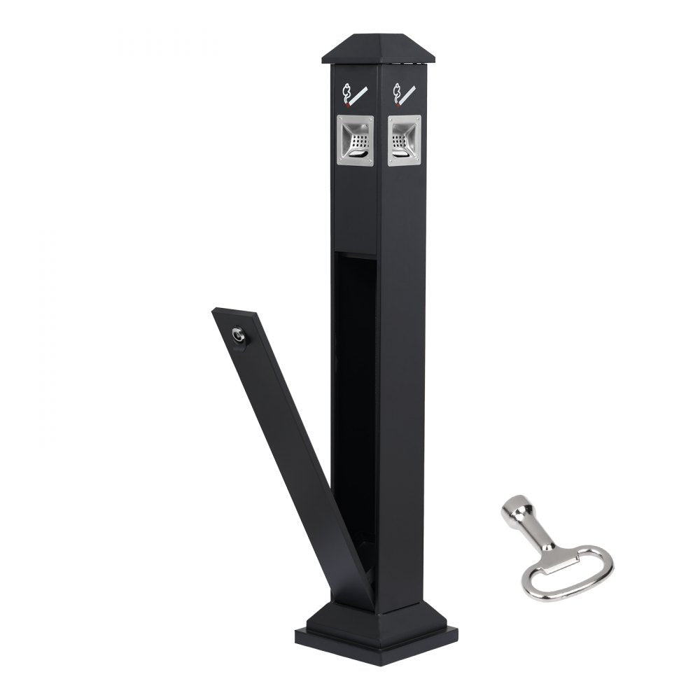 YD-27B - Heavy-Duty Iron Outdoor Ashtray with Lockable Opening