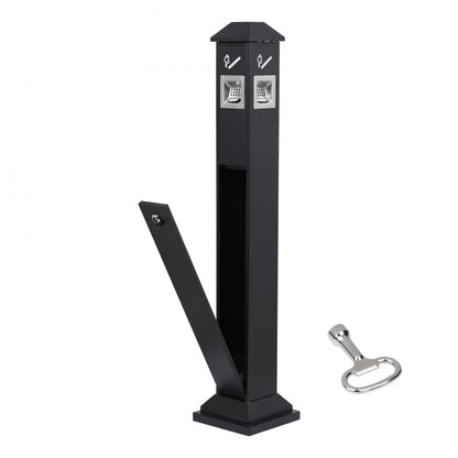 YD-27B - Heavy-Duty Iron Outdoor Ashtray with Lockable Opening