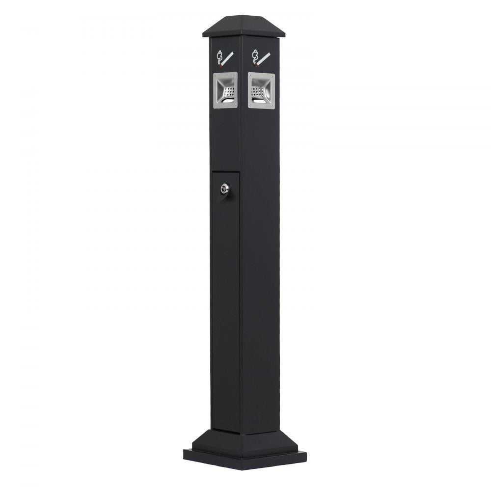 YD-27B - Heavy-Duty Iron Outdoor Ashtray with Lockable Opening