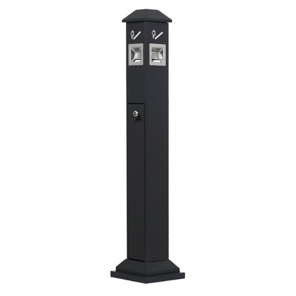 YD-27B - Heavy-Duty Iron Outdoor Ashtray with Lockable Opening