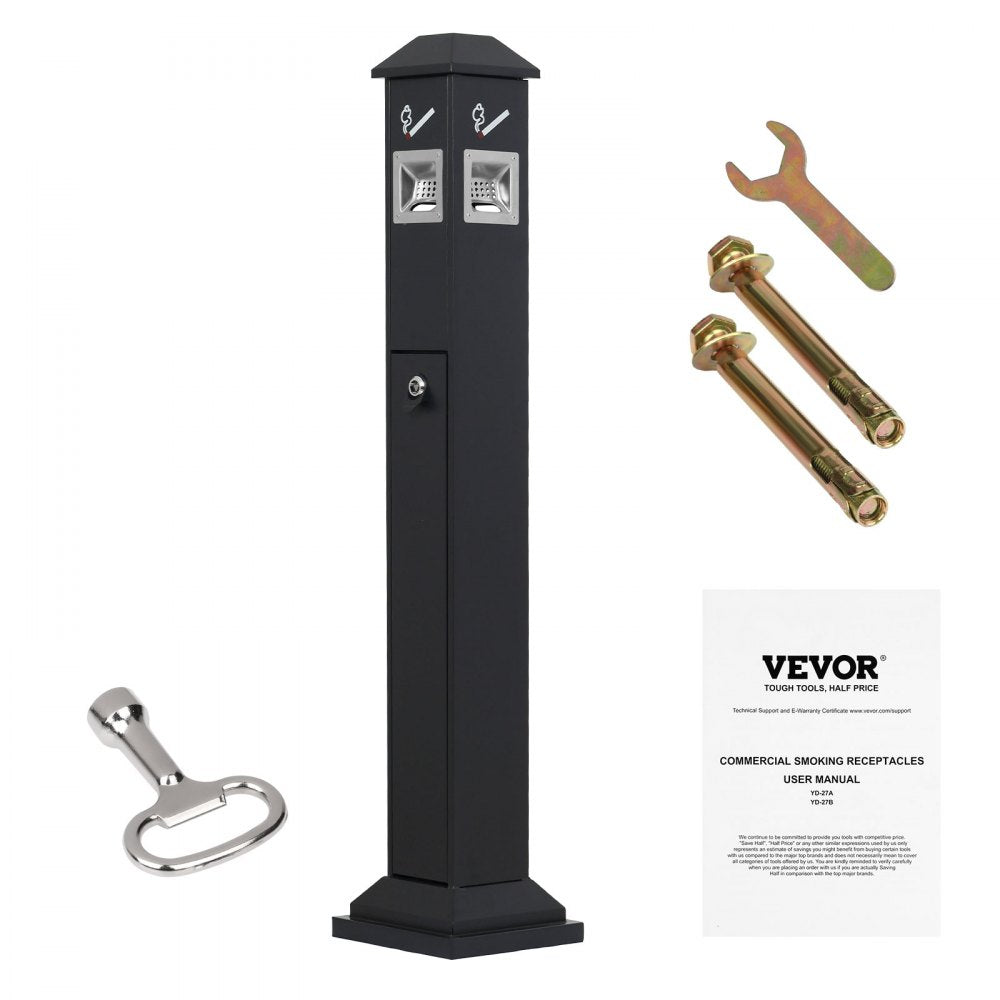 YD-27B - Heavy-Duty Iron Outdoor Ashtray with Lockable Opening