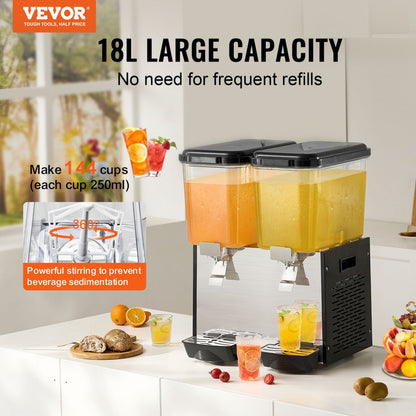 LYJ18LX2 - VEVOR 18L Beverage Dispenser with Dual Tanks & 360° Mixing