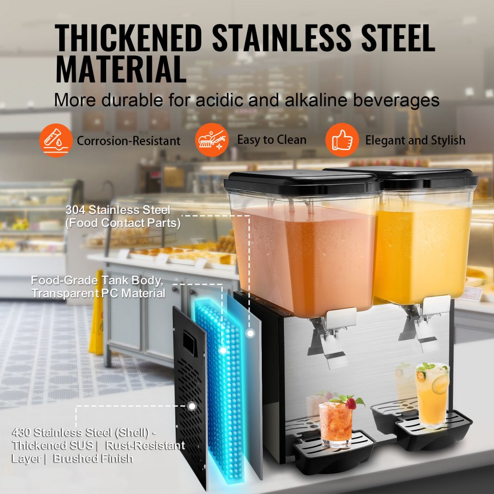 LYJ18LX2 - VEVOR 18L Beverage Dispenser with Dual Tanks & 360° Mixing