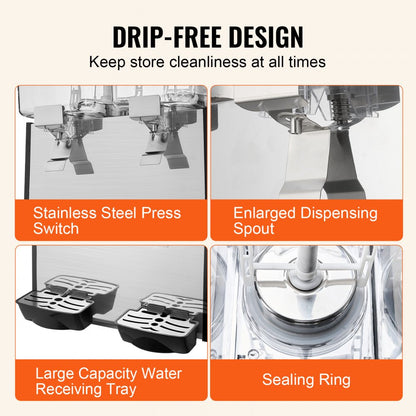 LYJ18LX2 - VEVOR 18L Beverage Dispenser with Dual Tanks & 360° Mixing