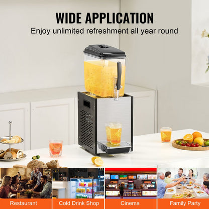 LYJ12LX1 - VEVOR 12L Cold Juice Dispenser with Fruit Pulp Feature
