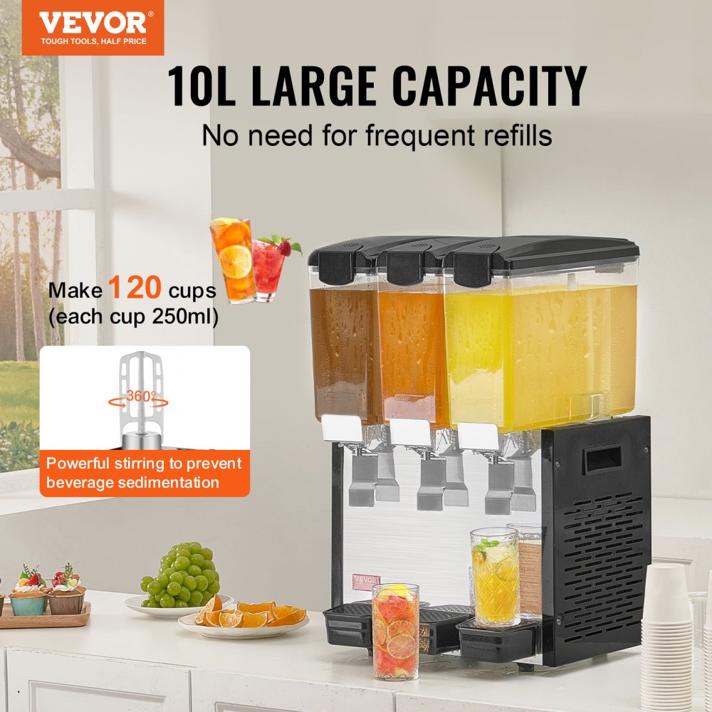 LYJ10LX3 - 3-Tank 10L Juice Dispenser with 360° Stirring Design