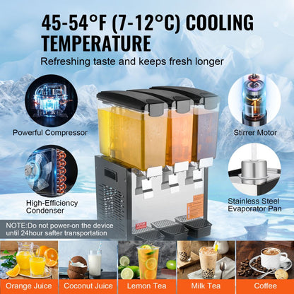 LYJ10LX3 - 3-Tank 10L Juice Dispenser with 360° Stirring Design
