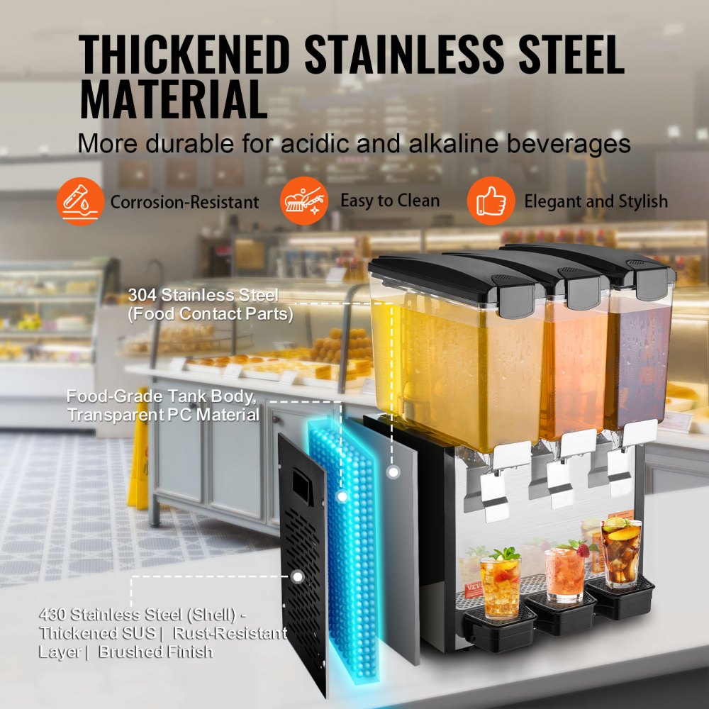 LYJ10LX3 - 3-Tank 10L Juice Dispenser with 360° Stirring Design