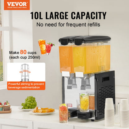LYJ10LX2 - 10L Double Tank Beverage Dispenser with 360° Stirring Blade