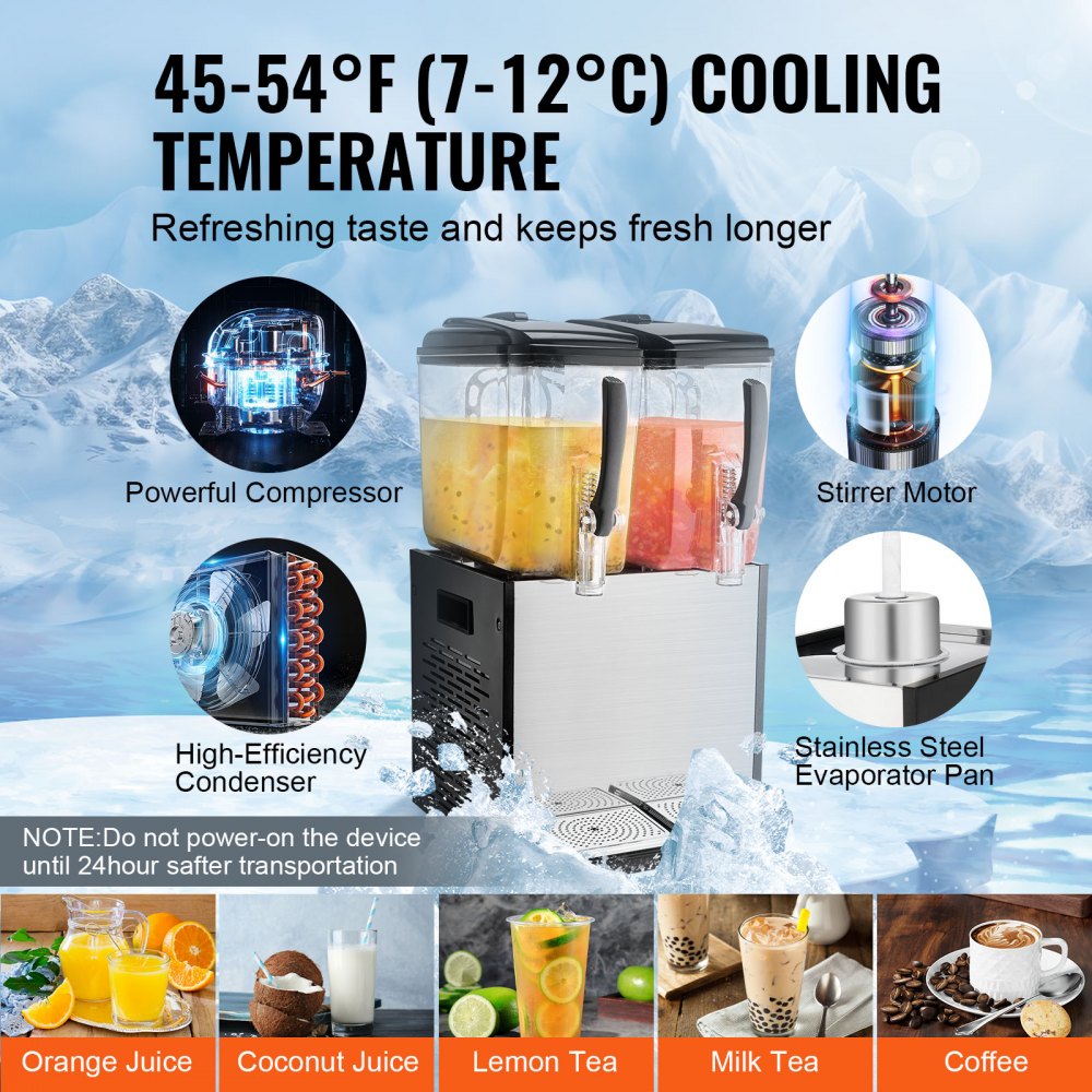 LYJ12LX2 - 12L Dual Tank Cold Juice Dispenser with Fruit Pulp Feature
