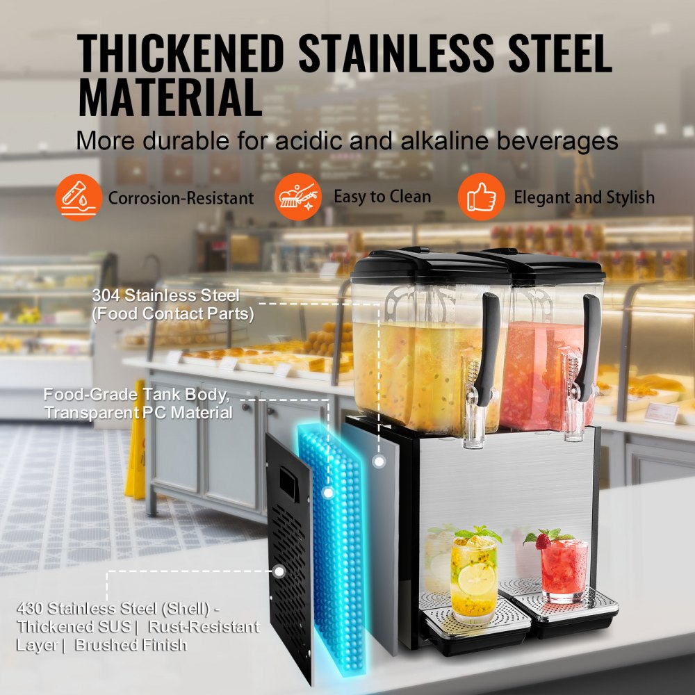 LYJ12LX2 - 12L Dual Tank Cold Juice Dispenser with Fruit Pulp Feature