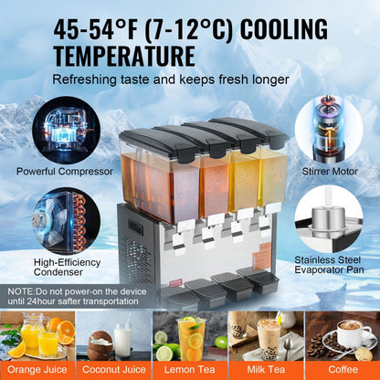 LYJ10LX4 - 10L x 4 Tank Commercial Cold Juice Beverage Dispenser