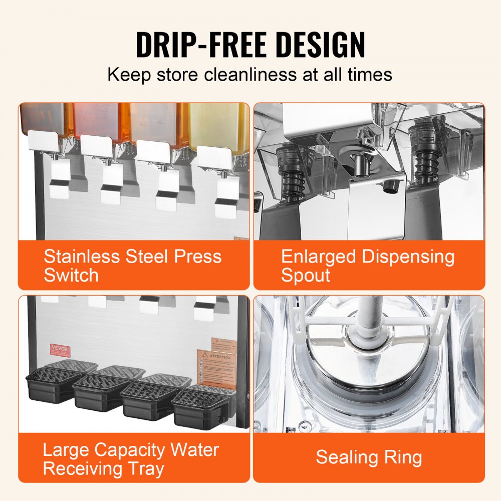 LYJ10LX4 - 10L x 4 Tank Commercial Cold Juice Beverage Dispenser