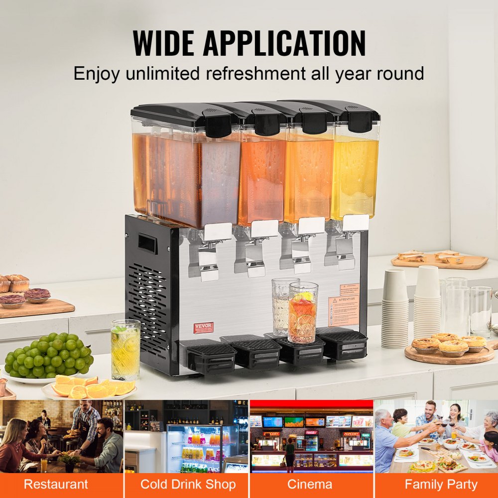 LYJ10LX4 - 10L x 4 Tank Commercial Cold Juice Beverage Dispenser