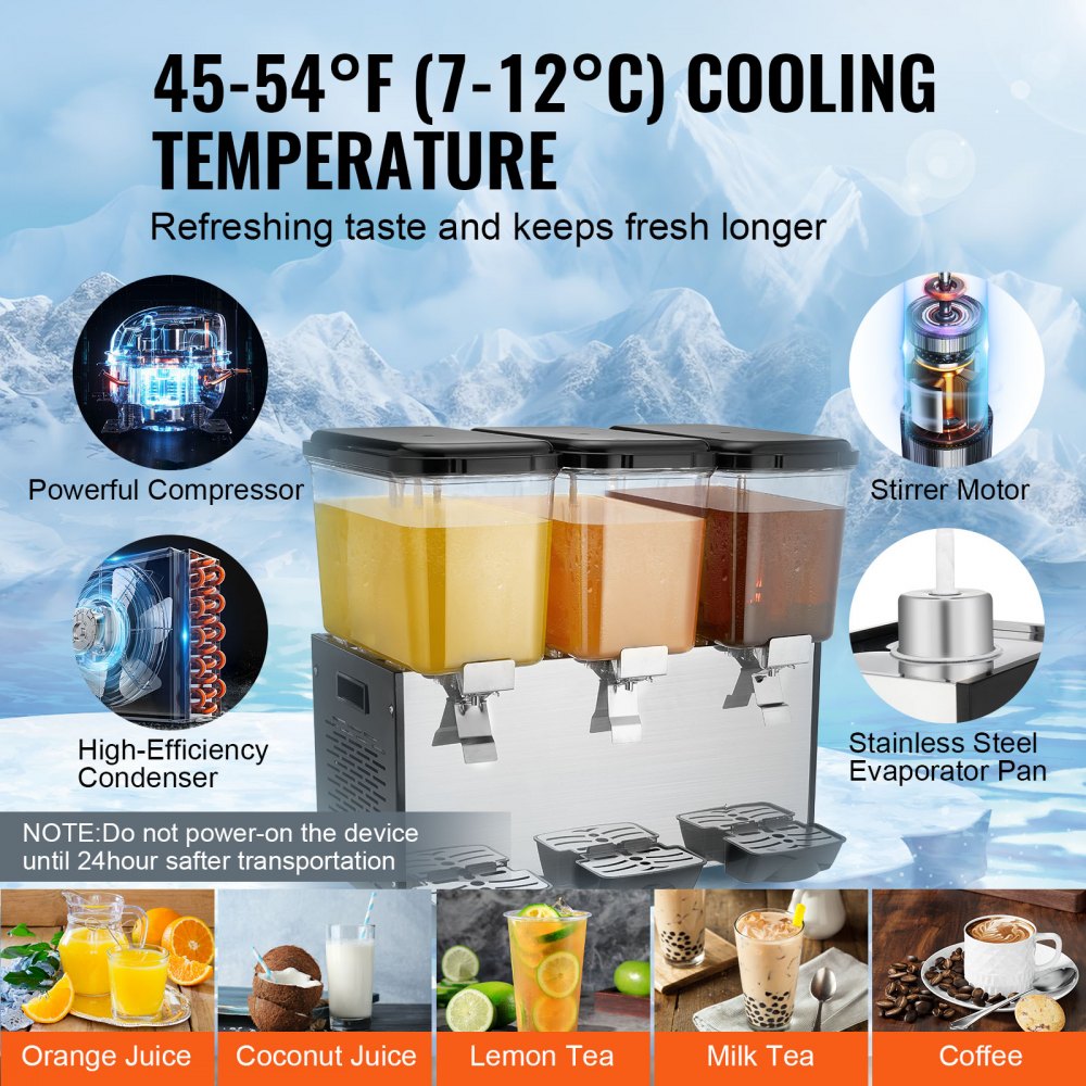 LYJ18LX3 - 18L VEVOR Cold Juice Dispenser with 360° Mixing Blade