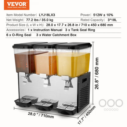 LYJ18LX3 - 18L VEVOR Cold Juice Dispenser with 360° Mixing Blade