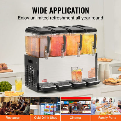 LYJ12LX4 - 12L x 4 Tank Commercial Juice Dispenser with Fruit Pulp Option
