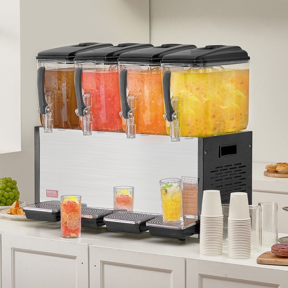 LYJ12LX4 - 12L x 4 Tank Commercial Juice Dispenser with Fruit Pulp Option