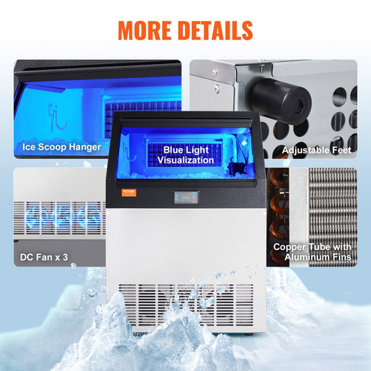 LB160T - VEVOR 160lbs Commercial Ice Maker with 66lbs Storage Capacity