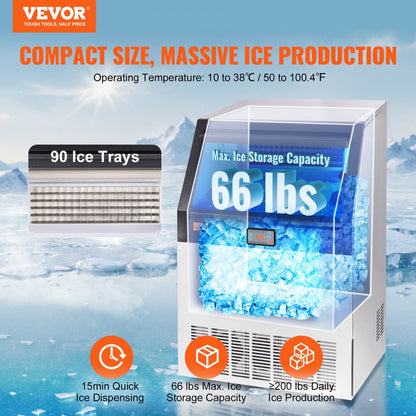LB200T - 200lbs/Day VEVOR Ice Maker with 90 Cubes in 15 Minutes