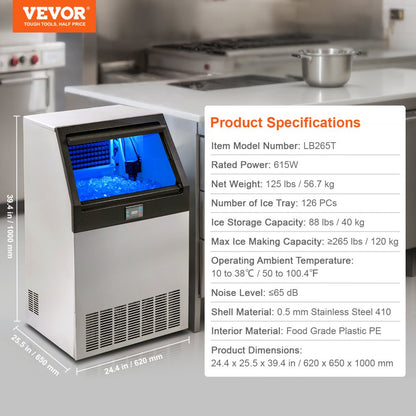 LB265T - 265 lbs/24H VEVOR Ice Maker with 88 lbs Storage Capacity