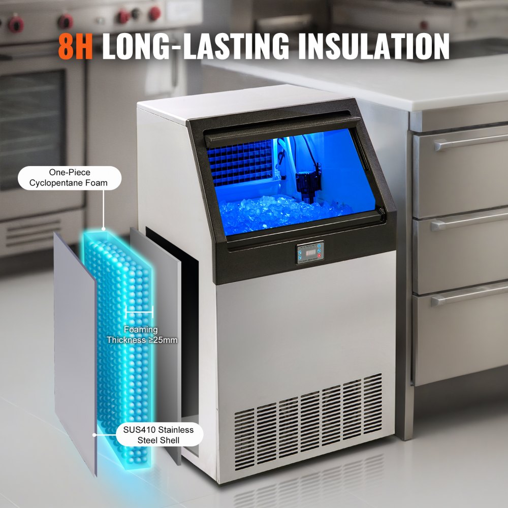 LB265T - 265 lbs/Day Stainless Steel Ice Maker with Self-Cleaning Function