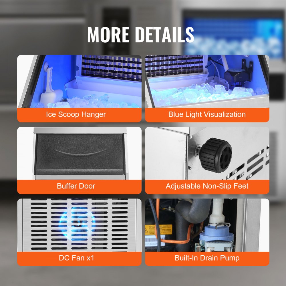 SSX440 - Compact VEVOR Ice Maker: 450 lbs/Day, Self-Cleaning & Frosty Insulation
