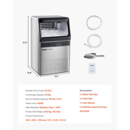 IMC9000A-UL - 120 lbs/Day Ice Maker with Auto Clean & LED Display