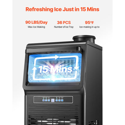 SKF-AT70FT - 90 lbs Daily Ice Maker with 12 lbs Storage & Self-Cleaning