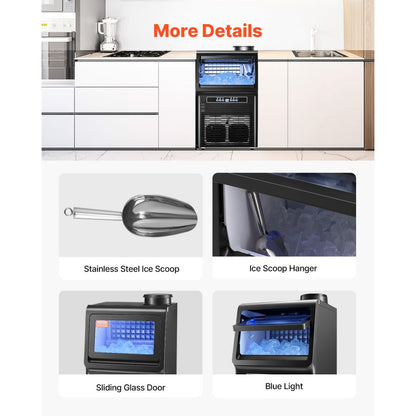 SKF-AT70FT - 90 lbs Daily Ice Maker with 12 lbs Storage & Self-Cleaning