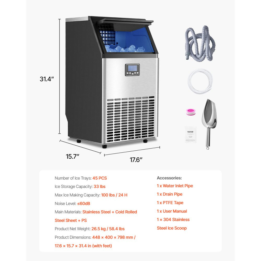 HZB-45 - 100 lbs Ice Maker with Insulation & LED Display
