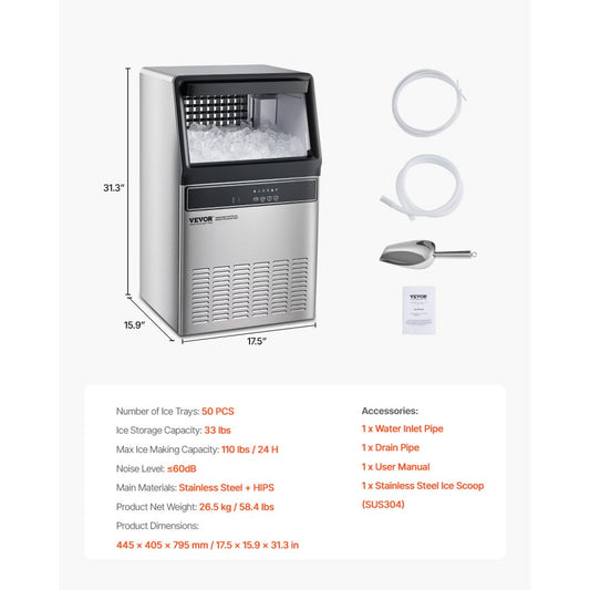 IMC9000B-UL - 110 lbs Freestanding Ice Maker with 33 lbs Storage Capacity