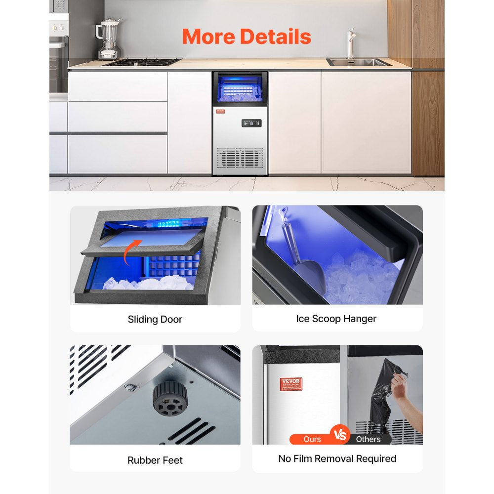 SKF-B80FT - 120 lbs Daily Ice Maker with Self-Cleaning & Insulation