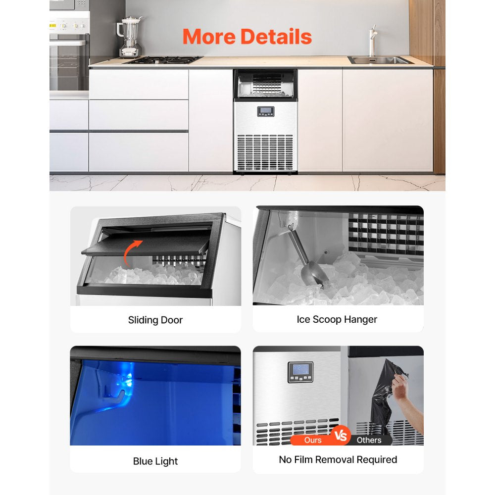 HZB-45 - 120 lbs Ice Maker with 33 lbs Storage & Self-Cleaning Function