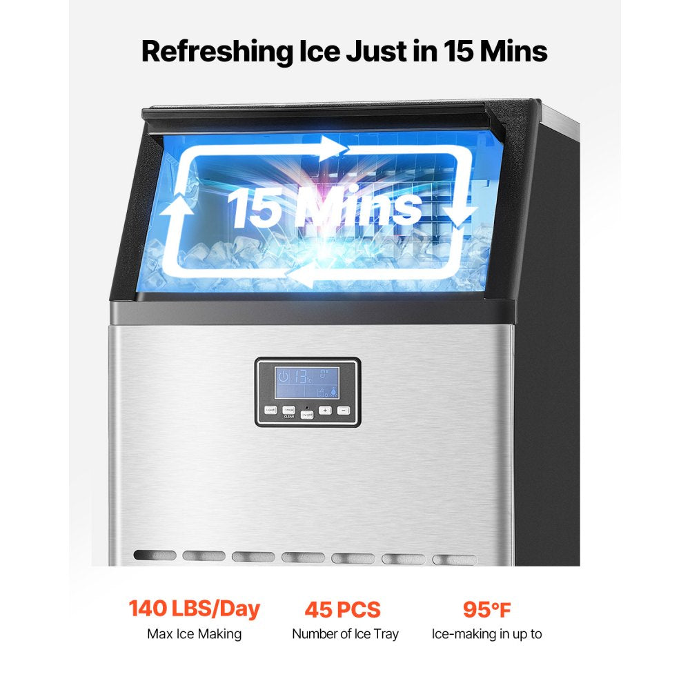 HZB-45 - Compact 140 lb Ice Maker with Auto-Clean & Smart Control