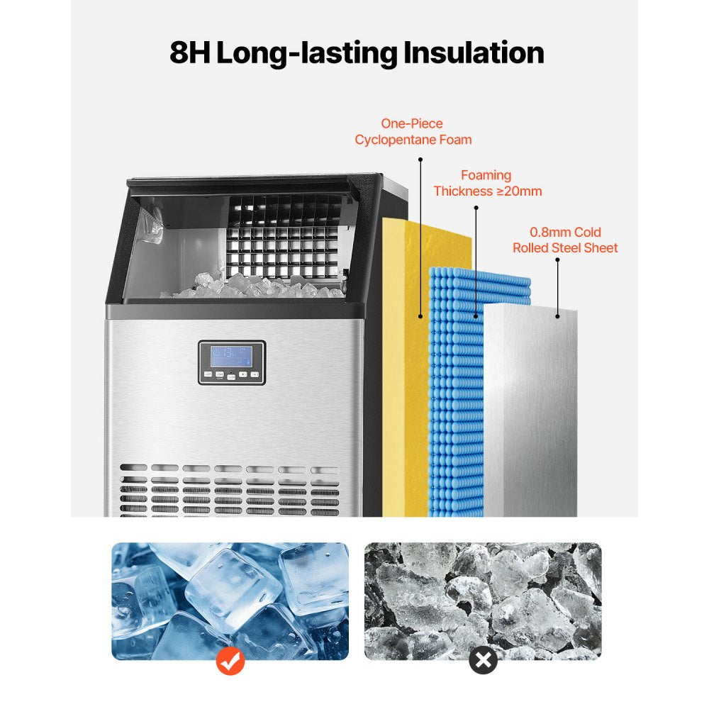HZB-45 - Compact 140 lb Ice Maker with Auto-Clean & Smart Control