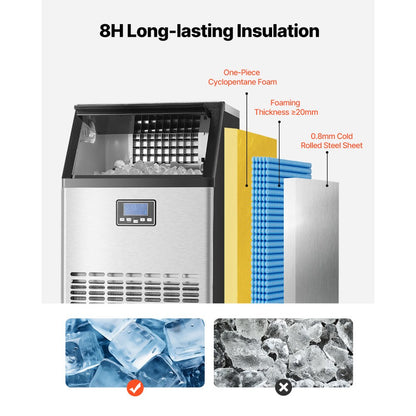HZB-45 - Compact 140 lb Ice Maker with Auto-Clean & Smart Control