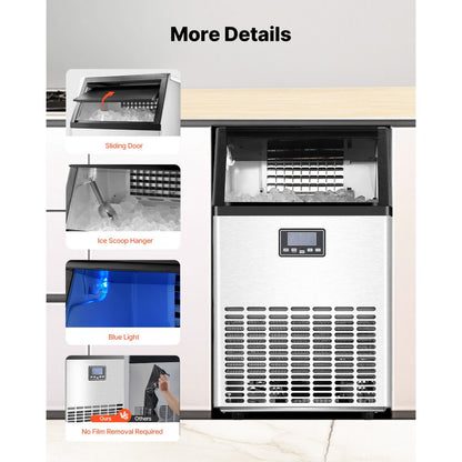 HZB-45 - Compact 140 lb Ice Maker with Auto-Clean & Smart Control