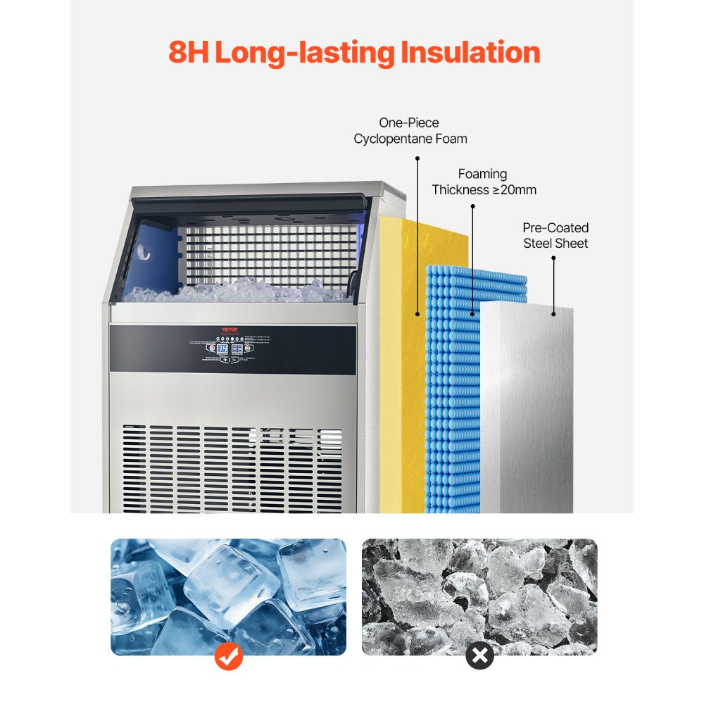SSX440V - 440lbs/Day Commercial Ice Maker with 130lbs Storage & LED Display