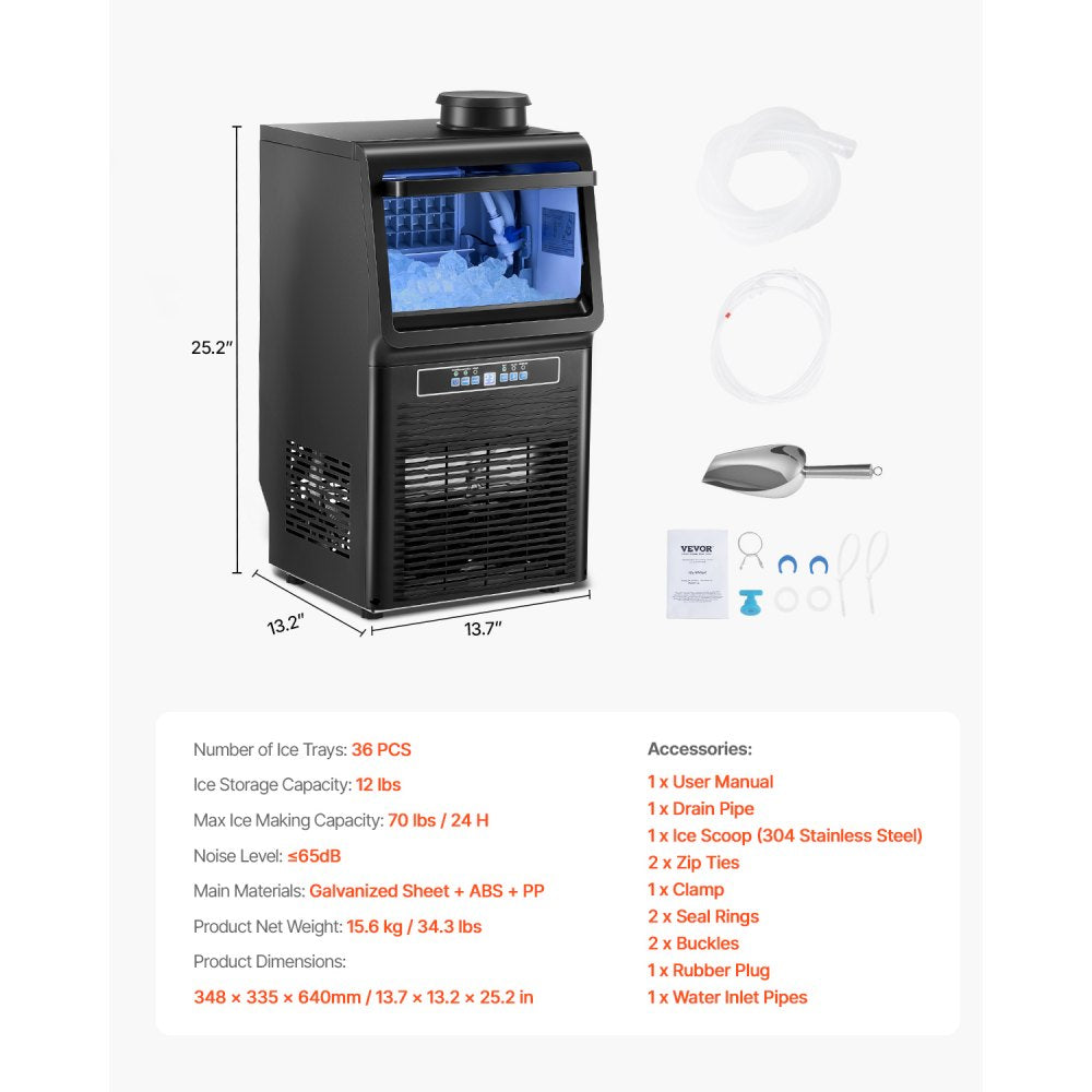 SKF-AT70FT - Compact 70 lbs Ice Maker with 12 lbs Storage & Insulation