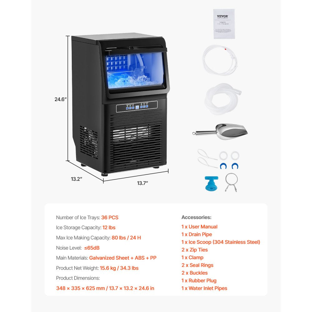SKF-AT80F - 80lbs/Day Compact Ice Maker with 12lbs Storage Capacity