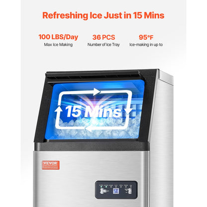SKF-BZ80F - 100lbs/Day Compact Ice Maker with Self-Cleaning Function