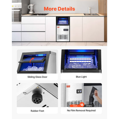 SKF-BZ80F - 100lbs/Day Compact Ice Maker with Self-Cleaning Function