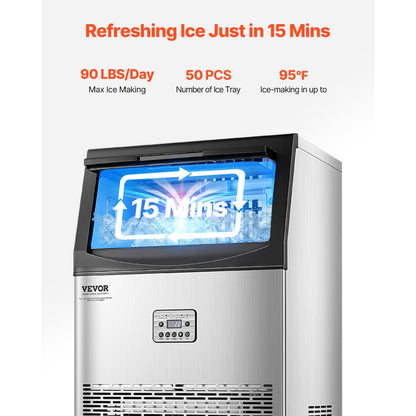 CIM-500T - 90lbs/day Ice Maker with Smart Control and Self-Cleaning